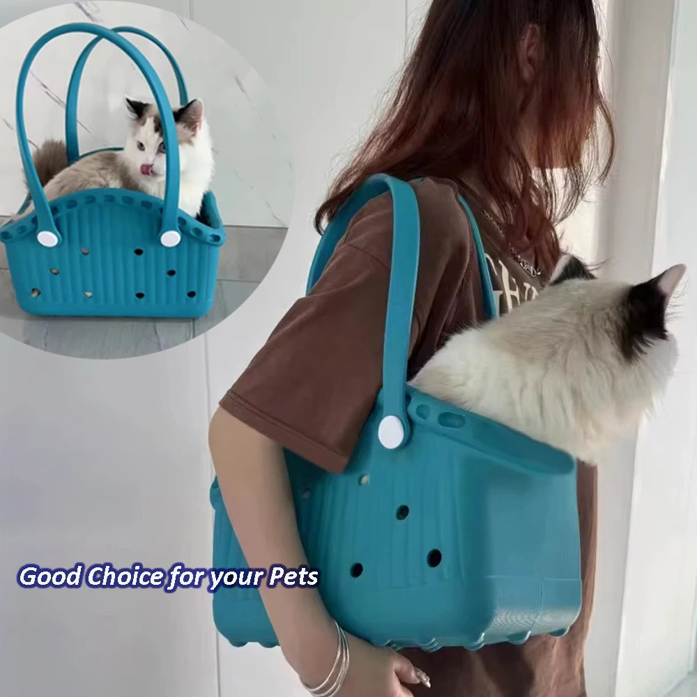 Cat Dog Carrier Backpack - Breathable Pet Travel Bag with Head Out Design Large Capacity Handheld Bag for Small Pets Waterproof