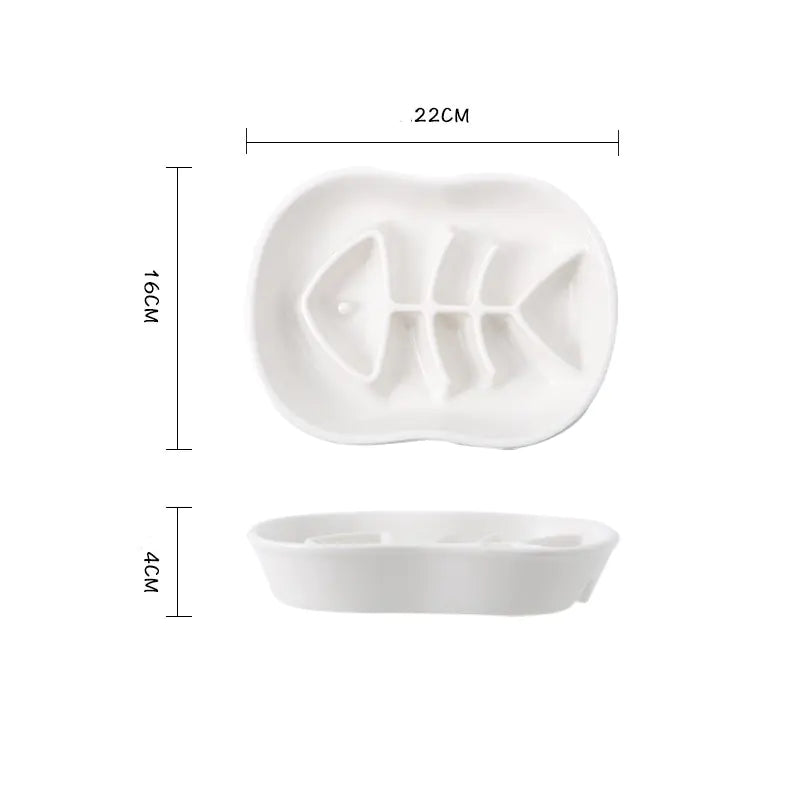 Ceramic Slow Feed Bowl for Cats and Dogs, Anti-Slip