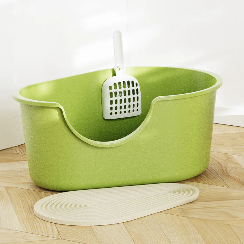 Large Open Cat Litter Box with Splash Guard