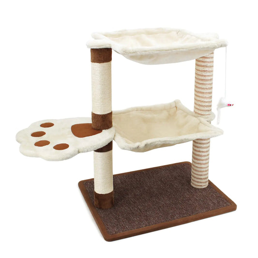 Cat Scratching Hammock with Post - 27.5 Cat Tree with Natural Sisal Cat Scratching Post Cat Furniture Cat Cradle Bed Cat Hammock Cat Activity Tree for Indoor Large Adult Cat