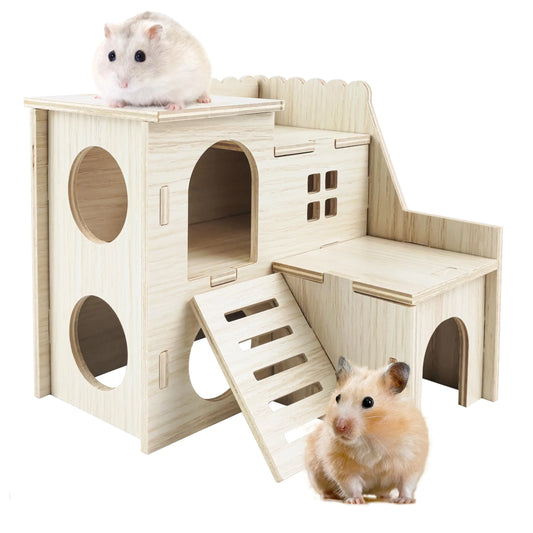 Hamster House with Slide & Double-Decker Hut